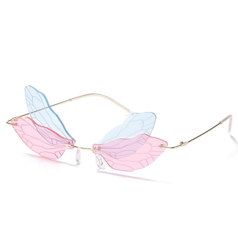 Трендовые безободковые солнцезащитные очки-градиент «Стрекоза» для женщин, 2024