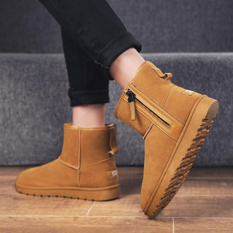 Зимние ботинки мужские хлопковые туфли студенческие высокие бархатные теплые шерстяные туфли северо-восток мужские зимние новые уличные модные туфли мужские