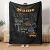 Custom Name excavator Theme Printed Blanket - Perfect for Couch, Bed, Travel & Outdoor Use | Machine Washable, Cozy & Durable.