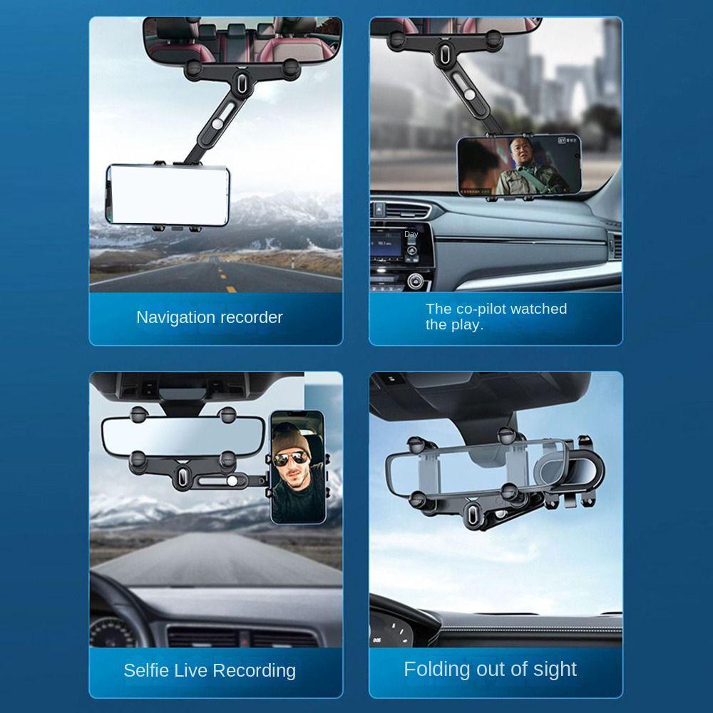 Foldable Rearview Mirror Phone Mount Bracket Adjustable Mobile Cell Support Tools  Adults