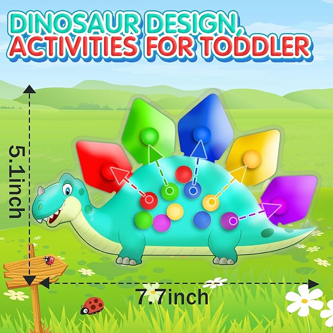 Сенсорная игрушка-сортировщик по цветам «Динозавр» для малышей 1-3 лет, незаменимая игрушка для поездок и путешествий для мальчиков и девочек, Монтессори, развивающая мелкую моторику, для дошкольников