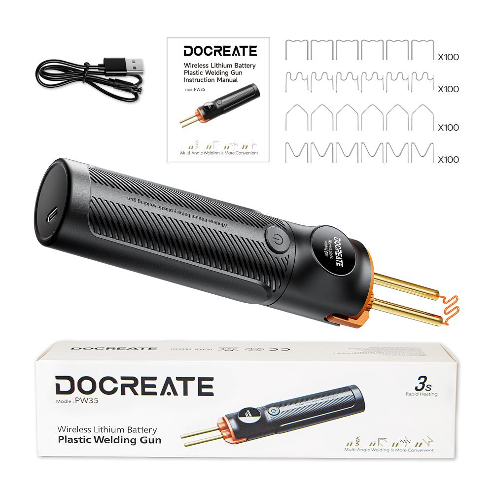 5000mAh Cordless Plastic Welder Type-C Rechargeable Plastic Welding Machine 400PCS Needles Heat Stapler Bumper Repair Kits