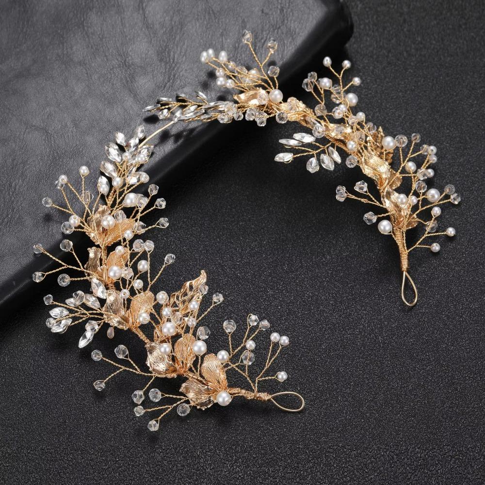 Handmade Bridal Headband Zinc Zinc Alloy Leaf Bridal Tiara Hair Vine Retro Crystal Headpiece Bridal Party