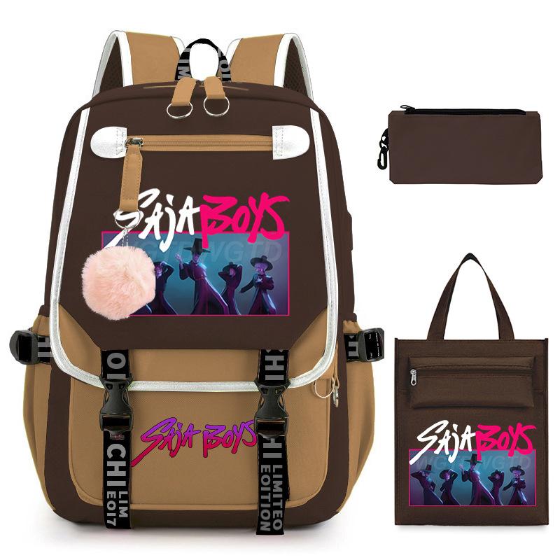 K-Pop Anime Cartoon Printed Student Casual Backpack Trend Tote Bag Pencil Case Set