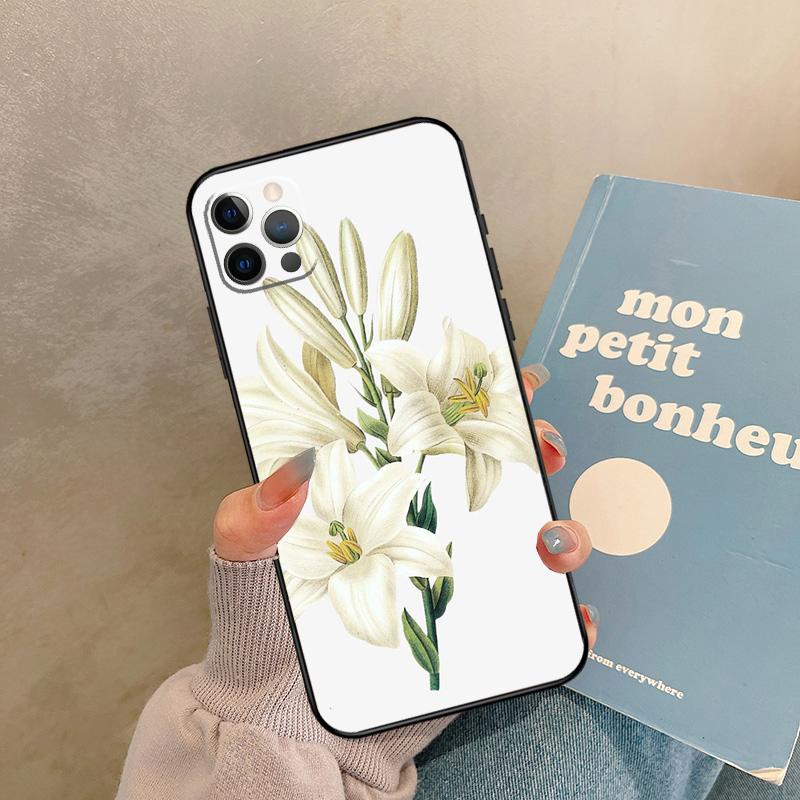 Чехол с цветами лилий для iPhone 17 Air 13 16 15 11 12 14 Pro Max 13 mini XR 15 16 Plus 16e Задняя крышка