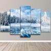 Landscape Canvas Posters Home Decor 5 Pieces Natural Lake Paintings Wall Art Scenery Pictures Modular Living Room Decor No Frame