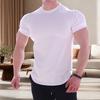 Men Sports T-shirt O Neck Short Sleeve Slim Fit Solid Color Elastic Quick-drying Soft