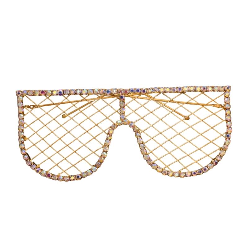 Модные очки с полыми оправами и украшениями из стразов, фестивальные очки, подходящие для вечеринок и мероприятий