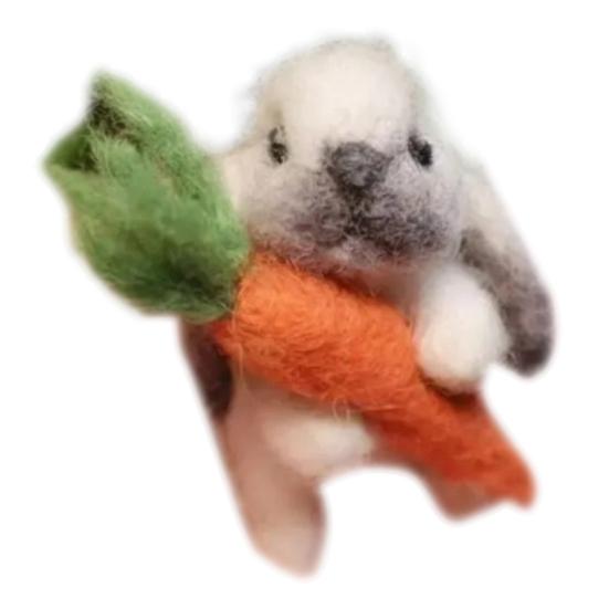 1 шт/2 шт войлочный вислоухий кролик с морковкой мини игольчатый валяный плюшевый кролик ручной работы из войлока животное для пасхального украшения