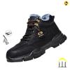 Winter Warm Snow Boots Black Indestructible Steel Toe Work Boots Safety Anti-Smashing Ankle Boots Protective Leather Shoes