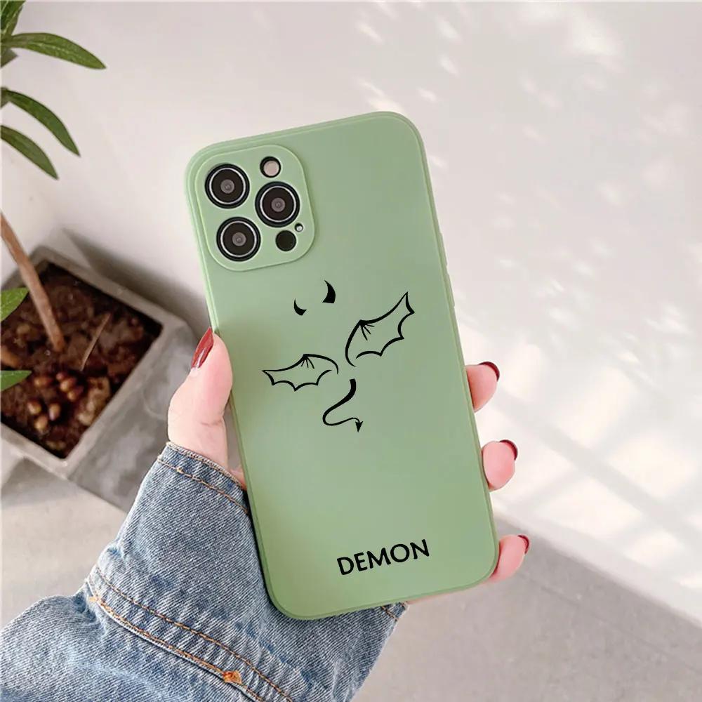 Мультяшный Чехол для Телефона Пара Демон Ангел для IPhone 15 14 13 12 11 Pro XS MAX 7 SE2 X XR 8 14 Plus Прозрачный Мягкий Силиконовый Чехол Fundas