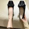 2024 Spring New Square Toed Fashion Flat Shoes Female Square Toed Shallow Bow Shoes for Women Casual Low Heels Ballet Shoes