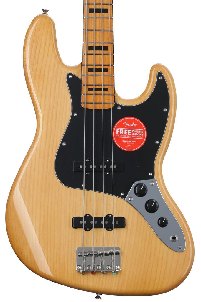Squier by Fender Electric Bass Classic Vibe Jazz Maple Natural with Soft Case '70s Bass®, Fingerboard,