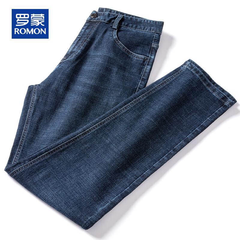ROMON Мужские весенне-осенние повседневные джинсы прямого кроя стрейч