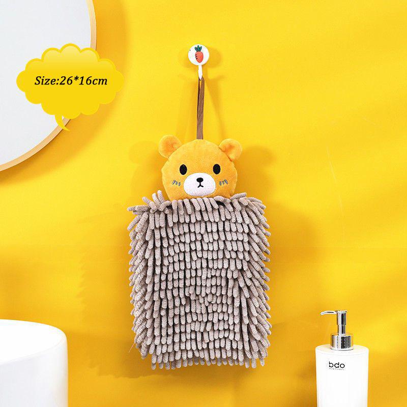 Kitchen and Bathroom Hand Towels Hanging Chenille Absorbent and Quick-drying Cartoon Cute Towels Household Cleaning Towels