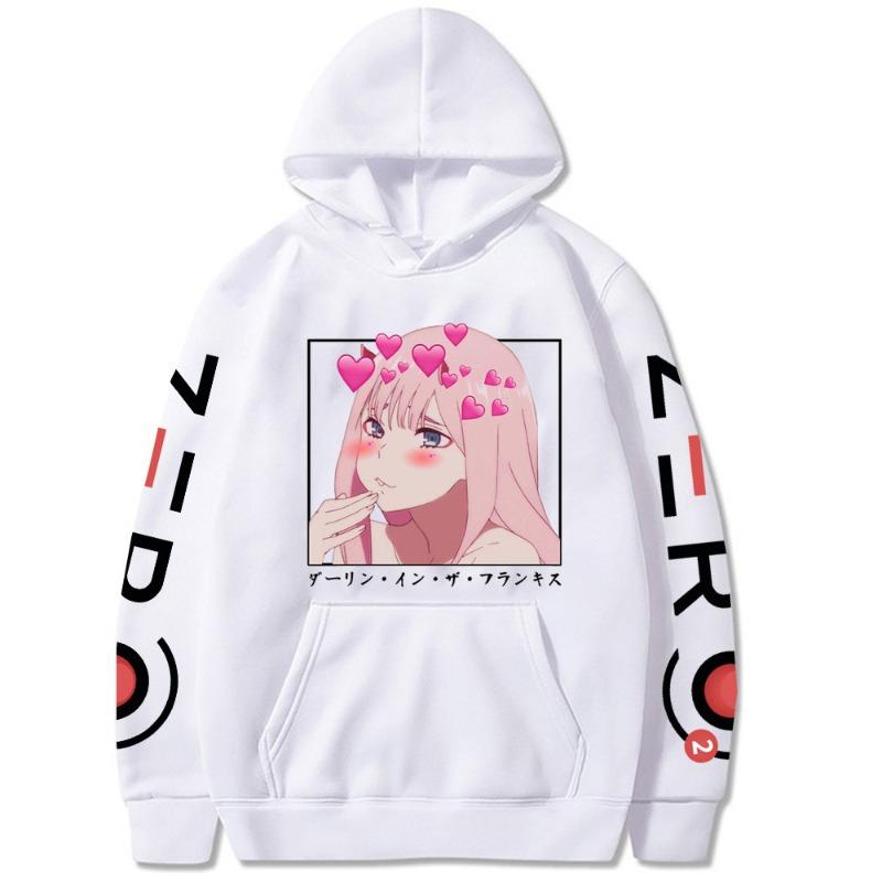 Милый во Франксе Зеро Два Худи Мужской Женский Харадзюку Пуловер Уличная Одежда Унисекс Осень Зима Плюшевый Свитер