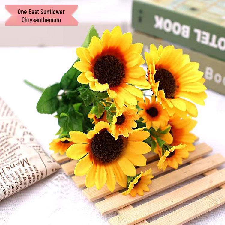 Silk Fake Flower Bouquet for Living Room or Dining Table Decor - Plastic Dried Flower Bonsai Ornaments