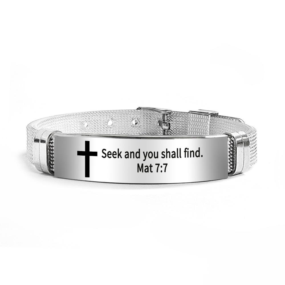 Stainless Steel/PVC Family Friendship Bracelet Adjustable Bible Verse Bracelet Faith Gifts
