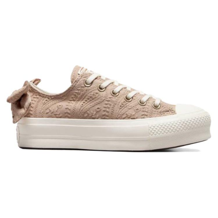 Converse Chuck Taylor All Star Lift Low Bow Женские кроссовки коричневые Nutty-Granola Egret A10246C