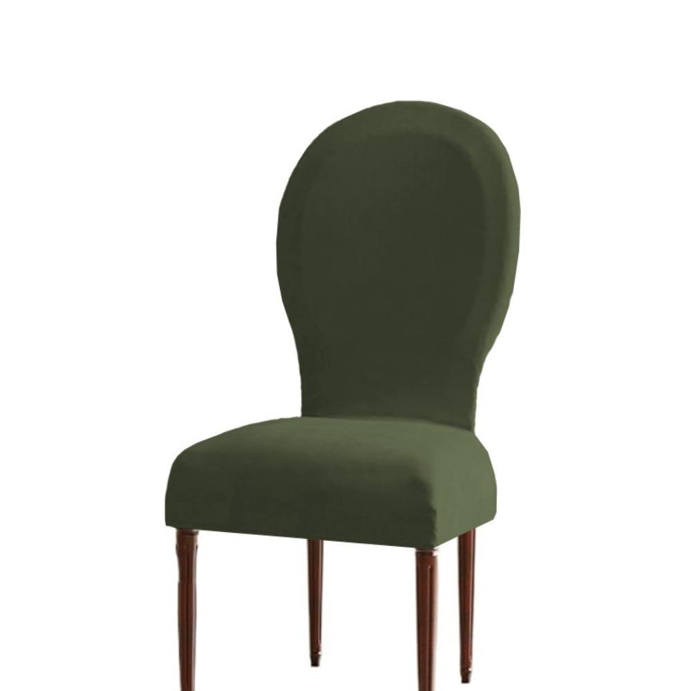 Thickened Velvet Round Back Dining Chair Cover Solid Color Protective Seat Case Hotel