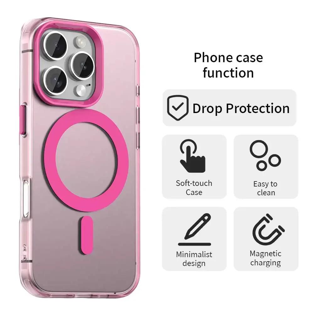 Новый матовый прозрачный чехол Candy Magnetic Wireless Charging для iPhone 16 14 13 12 11 15 Pro Max Plus Magsafe Shockproof Cover