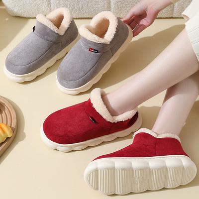 2025 Зимние Плюшевые Тапочки на Платформе Женские Удобные Мягкая Подошва Хлопковые Домашние Тапочки Женские Нескользящие Ветрозащитные Теплые Снежные Ботинки Женские