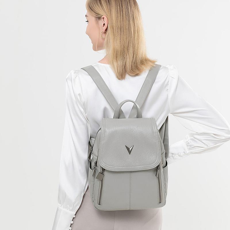 Backpack for Women PU Leather Shoulder Bag Rucksack Women's Knapsack Travel School Bags for Teenage Girls Back Pack