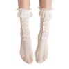 Белые кружевные гольфы до середины икры с бантом - стиль Лолита