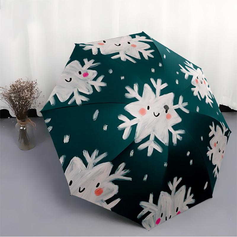 1pc Snowflakes Automatic Folding Umbrella - 8-Rib Automatic Open/Close, Large Canopy Birthday Festival Gift yy251217167