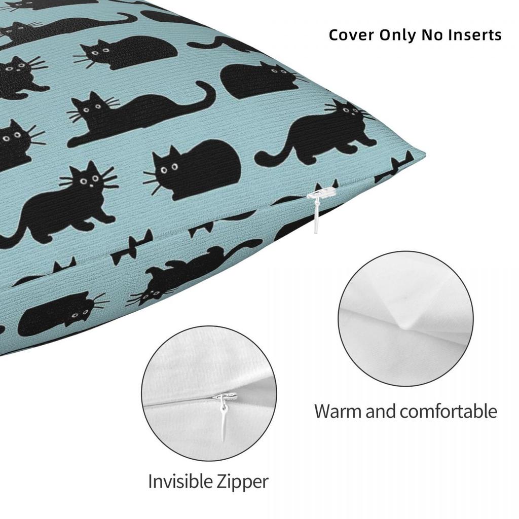 Black Cats Pillowcase Polyester Linen Velvet Printed Zip Decor Throw Pillow Case Car Cushion Cover