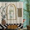Funny Retro Frog Printed Shower Curtain Cute Vintage Animal Plant For Bathroom Decor