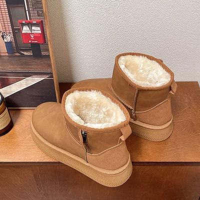 Модные женские ботинки 2024 года, новинка продаж, удобные на платформе, зимние ботильоны, сноубутсы, домашние плюшевые теплые повседневные слипоны, женская обувь для ходьбы