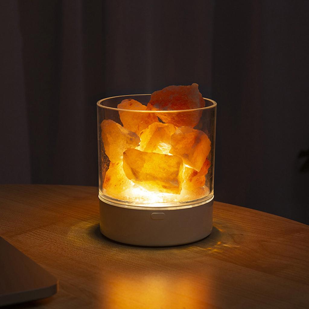 Гималайский соляной камень, ночник, 7 цветов, светодиодная лампа из горного хрусталя, портативный USB, натуральный воздух