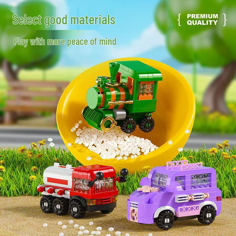 2026 Micro-Particle Cartoon Car Building Blocks for Boys - Educational Assembly Toys