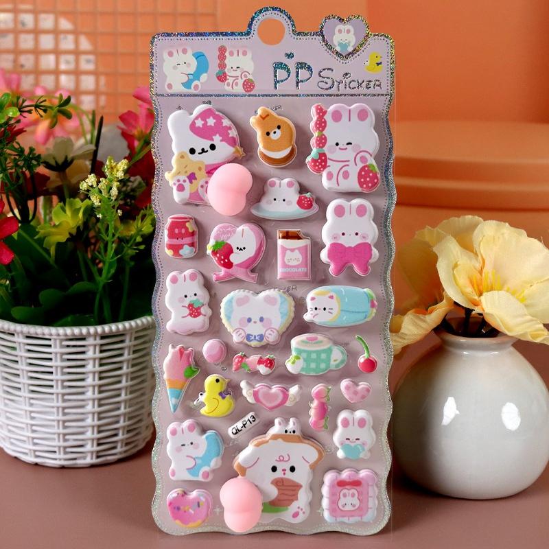 3D Bubble Stickers PP Butt Decorative Stickers Animals Bear Dog Sticker for DIY Scrapbook Phone Case Party Gift Puffy Stickers