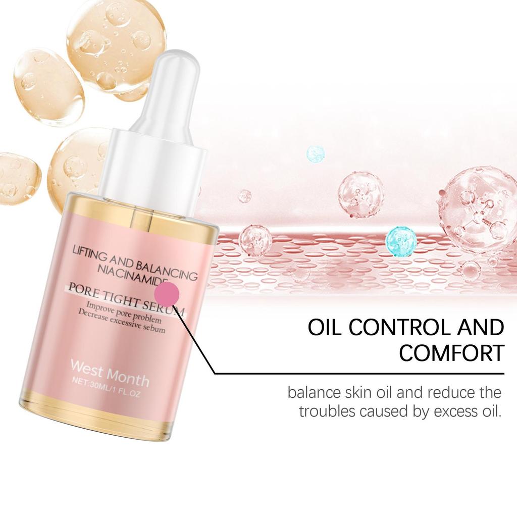 West Month Niacinamide Pore-Refining Serum Hydrates & Moisturizes Controls Oil Improves Skin Texture Minimizes Pores Soothes Skin For Face Use 30ml