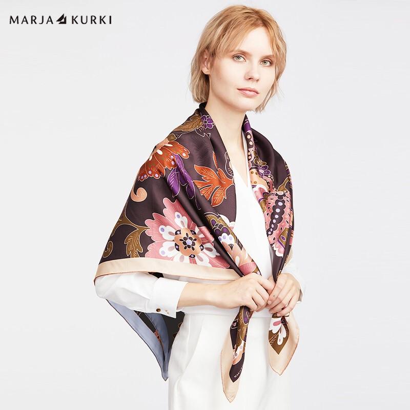 MARJA KURKI Women's Large Double-Sided Night Garden Mulberry Silk Scarf
