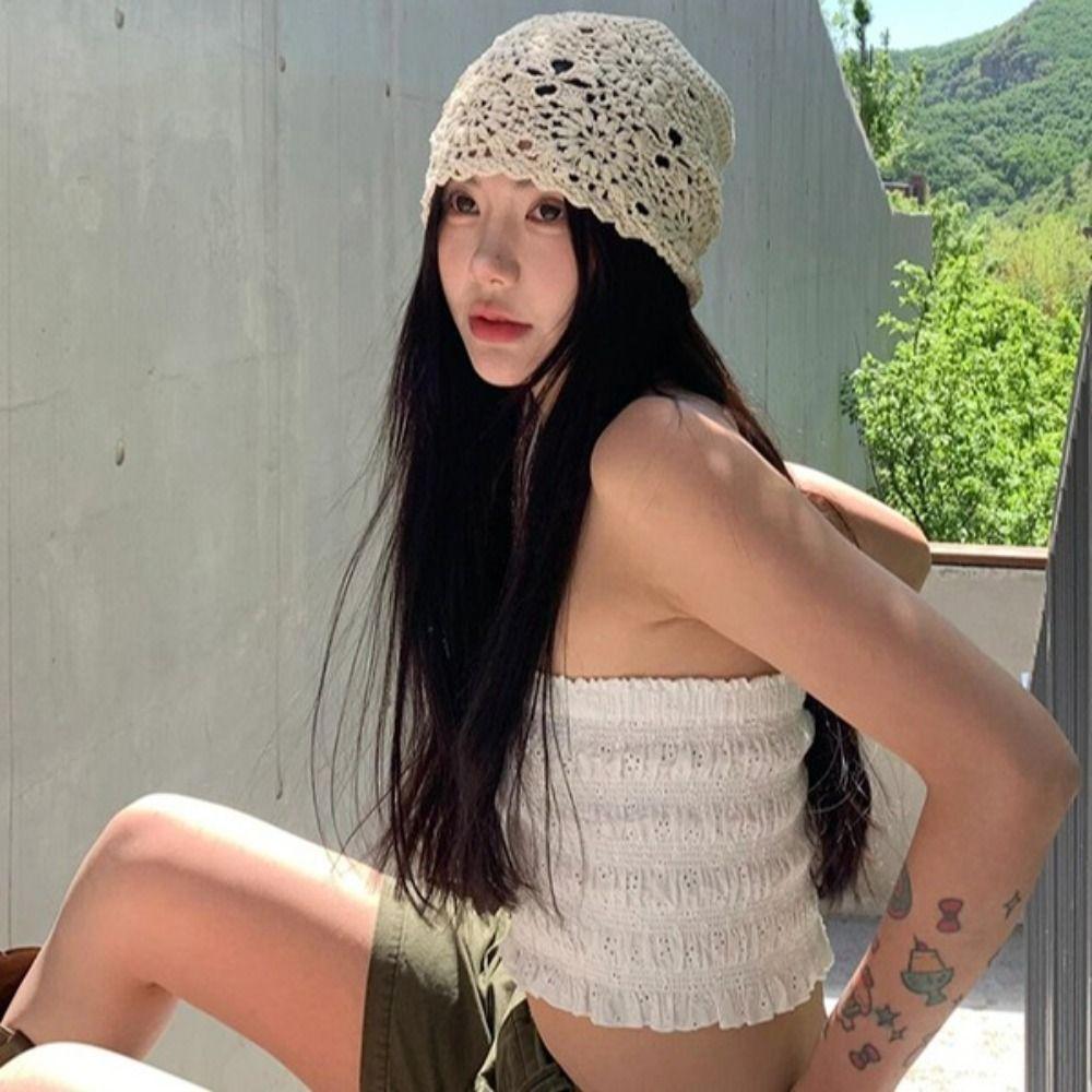 Повседневная беретная кепка с выдолбленным солнцезащитным козырьком, дышащая вязаная шапка для женщин