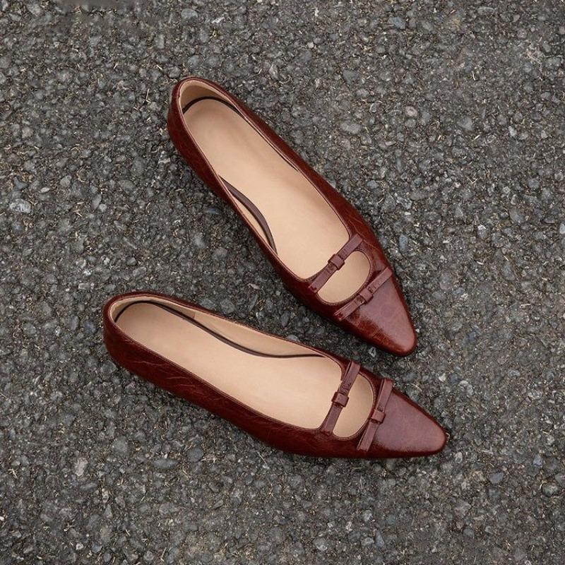 Fashion Women's Cow Leather Pointed Toe Slip-on Ballet Flats Leisure High Quality Soft Comfortable Espadrilles Elegant Ladies Slim Shoes