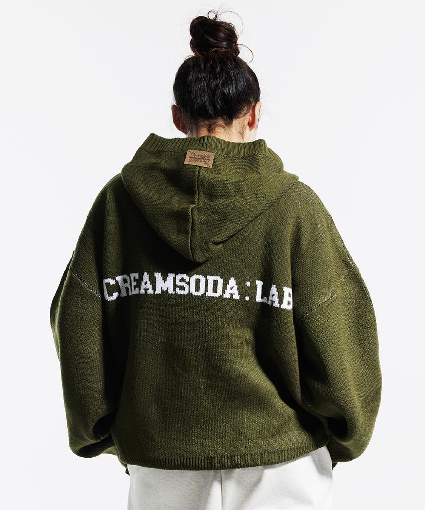 CREAM SODA LAB Cl Стильный вязаный худи с графическим жаккардовым узором Хаки
