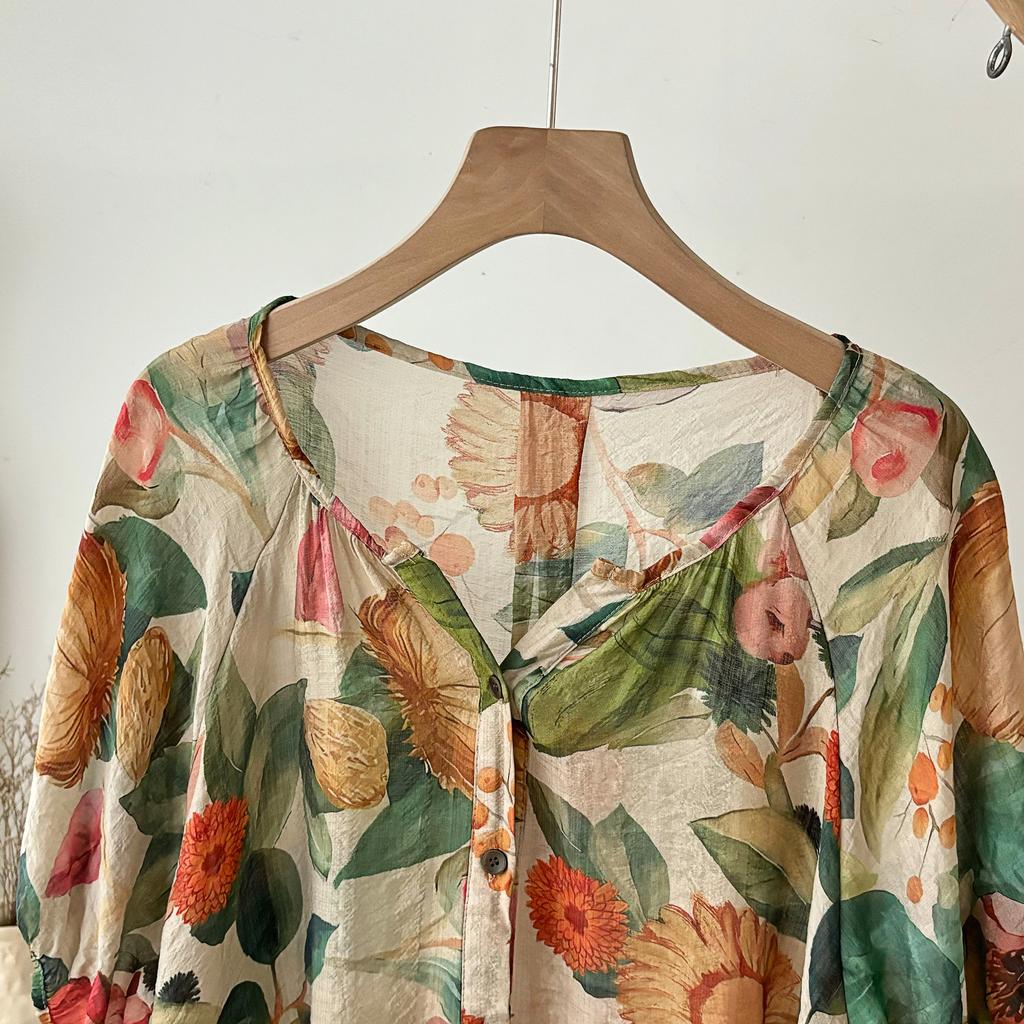 Dimanaf 2025 Новые летние женские льняные футболки с коротким рукавом, пуговицами и цветами, базовые модные топы с круглым вырезом, свободные футболки