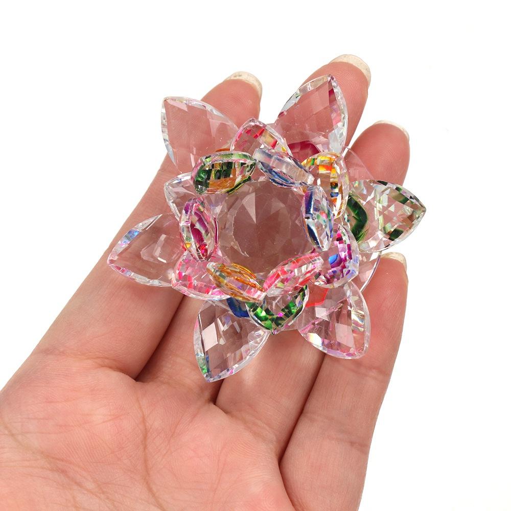 Hue Reflection Crystal Lotus Flower Bicolor 3 Layers Lucky Charm Sun Catcher Ornaments Party Home Decor Figurines