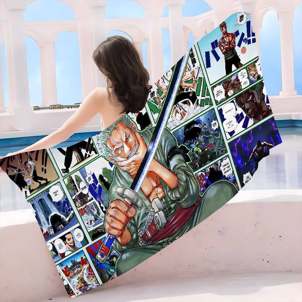 Anime O-ONE P-PIECE ZOROs Big Microfiber Beach Towels Quick Dry Towel Sand Beach Towels Pool Towel for Travel Swim Pool Yoga