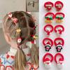 10Pcs Girls Hair Pins Snowman Snowflake Santa Claus Christmas Themed Hair Rings Ponytails Buns Braids Christmas Holiday Hair Accessories
