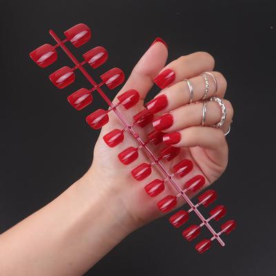 24 шт./компл. DIY быстрые ногти с короткой квадратной головкой, глянцевые накладные ногти, разноцветные полоски, готовый маникюр, маникюр