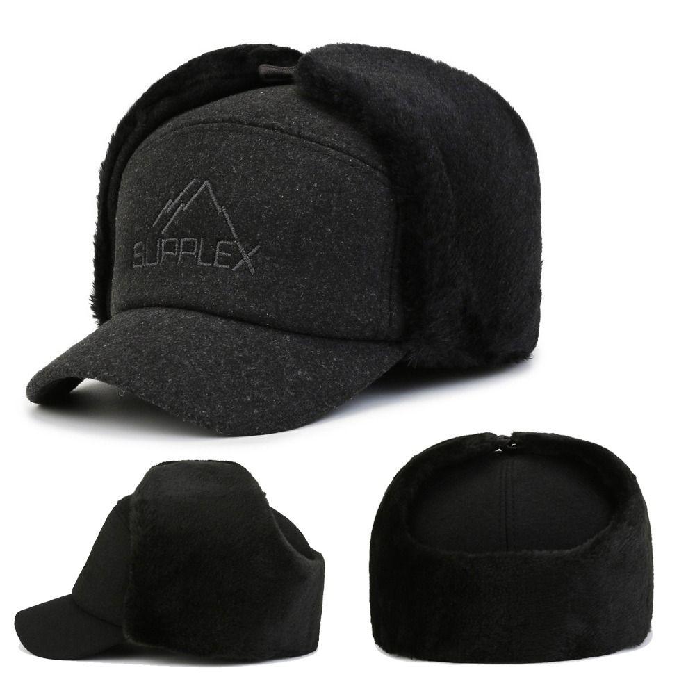 Cotton Plush Winter Men Hat Windproof Earflaps Caps Ski Accessories Fur Earflap Hat Elderly