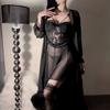 Large size underwear light luxury velvet hot perspective mesh chest pad nightdress with steel ring erotic underwear small breasts show big women