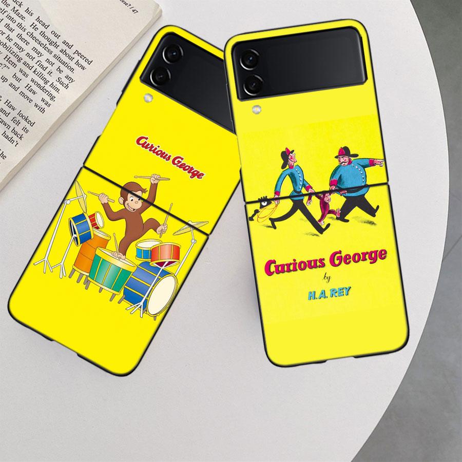 Чехол для телефона Curious G-Georgeser-m-Monkeis для Samsung Z Flip 7 6 5G Galaxy Z Flip 5 4 3 Черный Жесткий Чехол Роскошный ПК Корпус Co