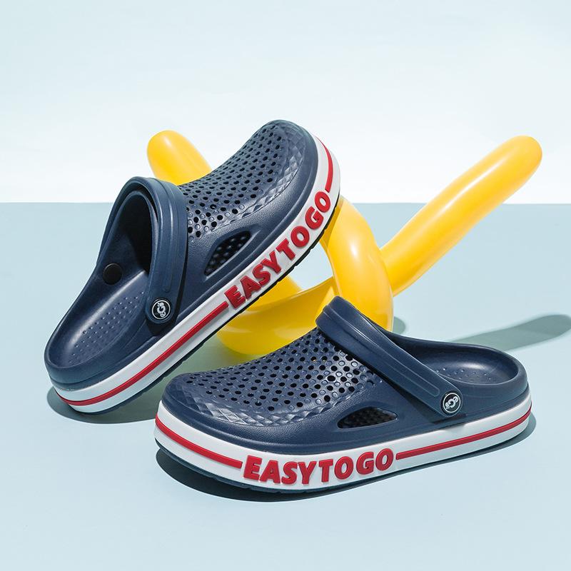 Новые летние классические сабо, мужские пляжные сандалии, повседневная обувь, легкие тапочки из ЭВА, обувь с надписью, уличные тапочки