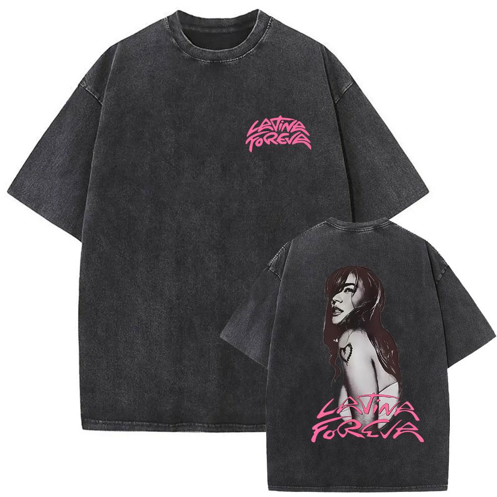 Singer Karol G Tropicoqueta Latina Foreva Album Merch Washed Tshirt Men Women Fashion Tshirt Tops Unisex Cotton T Shirts